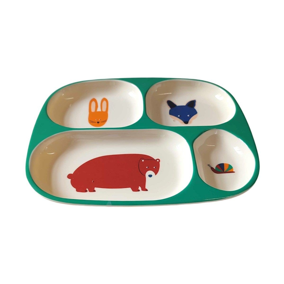 Assiette à compartiments animaux